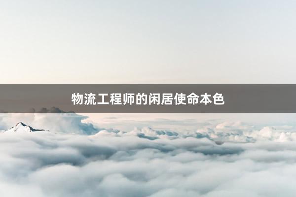 物流工程师的闲居使命本色